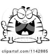 Cartoon Clipart Of A Black And White Chubby Evil Tabby Cat Vector Outlined Coloring Page by Cory Thoman