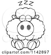 Poster, Art Print Of Black And White Cute Baby Sheep Sleeping