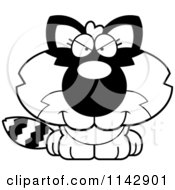 Cartoon Clipart Of A Black And White Sly Baby Raccoon Vector Outlined Coloring Page