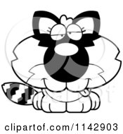 Cartoon Clipart Of A Black And White Goofy Baby Raccoon Vector Outlined Coloring Page