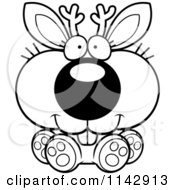 Poster, Art Print Of Black And White Cute Sitting Jackalope