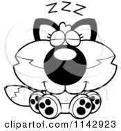 Poster, Art Print Of Black And White Cute Napping Fox