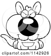 Cartoon Clipart Of A Black And White Cute Evil Kangaroo Vector Outlined Coloring Page by Cory Thoman
