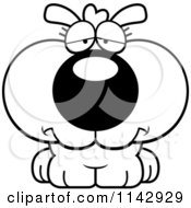Cartoon Clipart Of A Black And White Cute Depressed Dog Vector Outlined Coloring Page