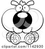 Cartoon Clipart Of A Black And White Cute Sitting Dog Vector Outlined Coloring Page