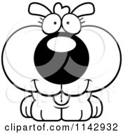Cartoon Clipart Of A Black And White Happy Dog Vector Outlined Coloring Page
