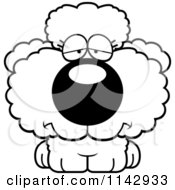 Cartoon Clipart Of A Black And White Depressed Poodle Puppy Vector Outlined Coloring Page
