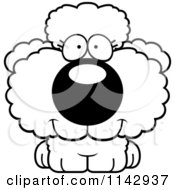 Cartoon Clipart Of A Black And White Cute Poodle Puppy Vector Outlined Coloring Page