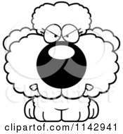 Cartoon Clipart Of A Black And White Mad Poodle Puppy Vector Outlined Coloring Page