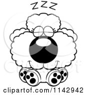 Poster, Art Print Of Black And White Cute Poodle Puppy Sleeping
