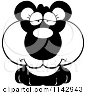 Cartoon Clipart Of A Black And White Cute Depressed Panda Vector Outlined Coloring Page