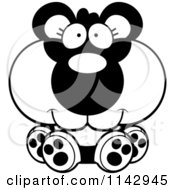 Cartoon Clipart Of A Black And White Cute Sitting Panda Vector Outlined Coloring Page