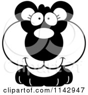 Cartoon Clipart Of A Black And White Cute Panda Vector Outlined Coloring Page