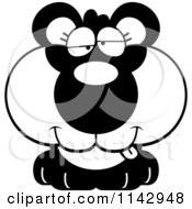 Cartoon Clipart Of A Black And White Cute Dumb Panda Vector Outlined Coloring Page