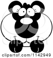 Cartoon Clipart Of A Black And White Cute Panda Over A Surface Vector Outlined Coloring Page