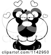 Cartoon Clipart Of A Black And White Cute Loving Panda Vector Outlined Coloring Page