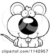 Cartoon Clipart Of A Black And White Mouse Vector Outlined Coloring Page