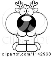 Poster, Art Print Of Black And White Cute Deer With A Happy Expression