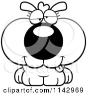 Cartoon Clipart Of A Black And White Cute Dumb Dog Vector Outlined Coloring Page