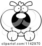 Cartoon Clipart Of A Black And White Cute Dog Looking Over A Surface Vector Outlined Coloring Page