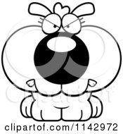 Cartoon Clipart Of A Black And White Angry Dog Vector Outlined Coloring Page