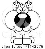 Cartoon Clipart Of A Black And White Cute Deer With A Mad Expression Vector Outlined Coloring Page