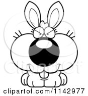 Cartoon Clipart Of A Black And White Sly Bunny Vector Outlined Coloring Page