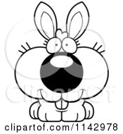 Cartoon Clipart Of A Black And White Happy Rabbit Vector Outlined Coloring Page