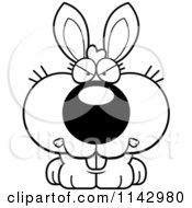 Cartoon Clipart Of A Black And White Angry Rabbit Vector Outlined Coloring Page