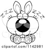 Poster, Art Print Of Black And White Cute Bunny Sleeping