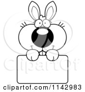 Poster, Art Print Of Black And White Cute Bunny Holding A Sign