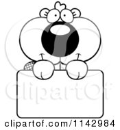 Poster, Art Print Of Black And White Cute Beaver Holding A Sign