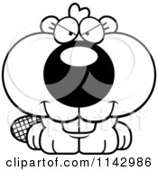 Cartoon Clipart Of A Black And White Sly Beaver Vector Outlined Coloring Page