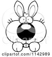 Poster, Art Print Of Black And White Cute Bunny Looking Over A Surface