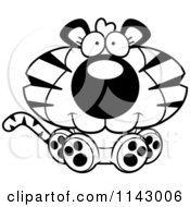 Poster, Art Print Of Black And White Cute Sitting Tiger