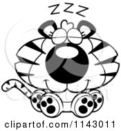 Poster, Art Print Of Black And White Cute Sleeping Tiger