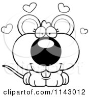 Cartoon Clipart Of A Black And White Loving Mouse Vector Outlined Coloring Page