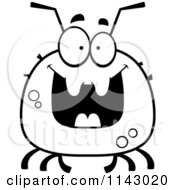 Cartoon Clipart Of A Black And White Chubby Grinning Tick Vector Outlined Coloring Page
