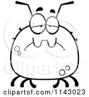 Cartoon Clipart Of A Black And White Chubby Sad Tick Vector Outlined Coloring Page