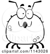 Cartoon Clipart Of A Black And White Chubby Surprised Tick Vector Outlined Coloring Page