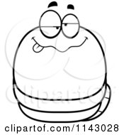 Cartoon Clipart Of A Black And White Chubby Drunk Worm Vector Outlined Coloring Page