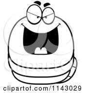 Cartoon Clipart Of A Black And White Chubby Evil Worm Vector Outlined Coloring Page