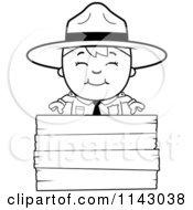 Poster, Art Print Of Black And White Happy Forest Ranger Boy Over A Wood Sign