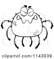 Cartoon Clipart Of A Black And White Mad Spider Vector Outlined Coloring Page