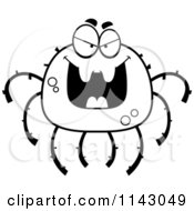 Cartoon Clipart Of A Black And White Evil Spider Vector Outlined Coloring Page