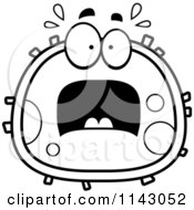 Cartoon Clipart Of A Black And White Scared Blood Cell Vector Outlined Coloring Page by Cory Thoman