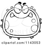 Cartoon Clipart Of A Black And White Mad Blood Cell Vector Outlined Coloring Page