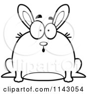 Cartoon Clipart Of A Black And White Chubby Shocked Rabbit Vector Outlined Coloring Page