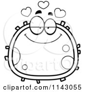 Cartoon Clipart Of A Black And White Infatuated Blood Cell Vector Outlined Coloring Page