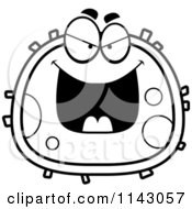 Cartoon Clipart Of A Black And White Evil Blood Cell Vector Outlined Coloring Page